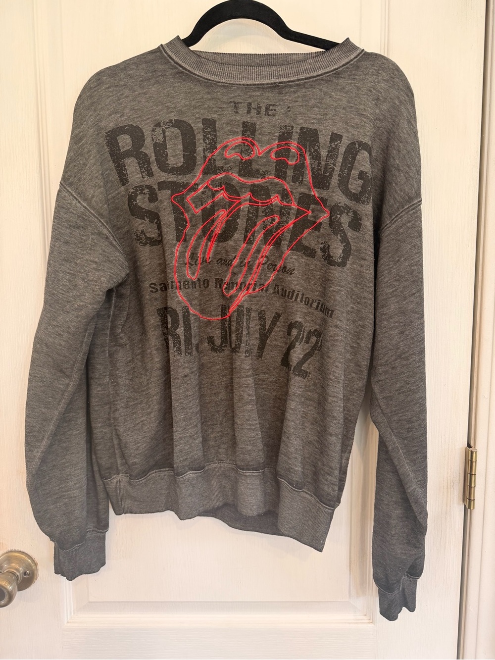 The Rolling Stones Gray Pullover with Red Tongue Graphic